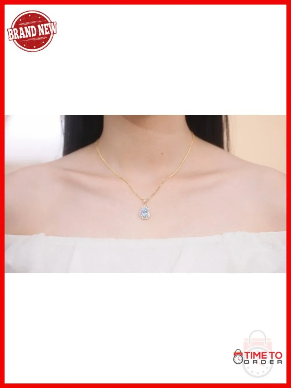18K Gold Plated Sterling Silver Teardrop Birthstone Pendant Necklace Gift